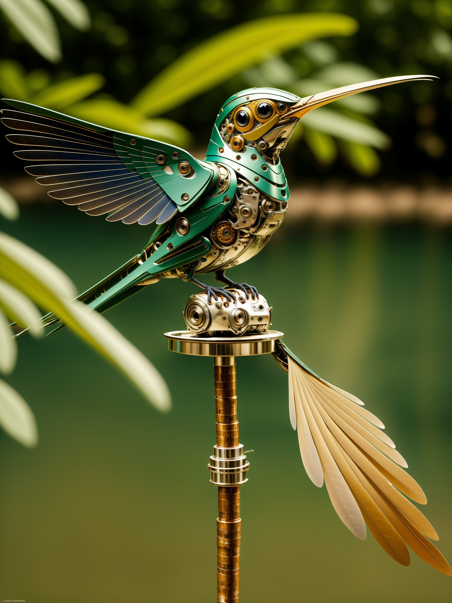 02385-895238527-((masterpiece)), ((best quality)), 8k, high detailed, ultra-detailed, A mechanical bird, harmoniously integrated into the beauty.png